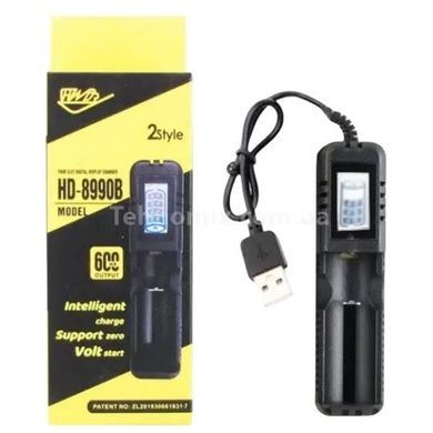 Зарядное устройство для аккумуляторов 1x18650/26650/16340/14500 с LCD дисплеем HD-8990B Черное