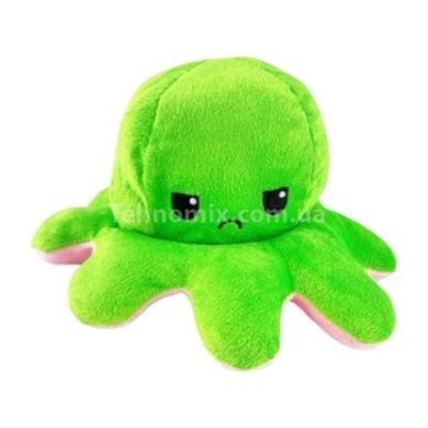 Мягкая игрушка осьминог перевертыш двусторонний веселый + грустный большой Розовый зеленый