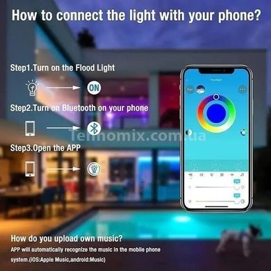 Прожектор SMART LED (bluetooth с приложением) 15 Вт