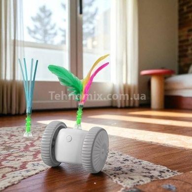Іграшка для тварин акумуляторна USB Cat teaser Біла з сірим