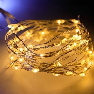 Гирлянда 50LED 5м на батарейках + USB Теплый Белый