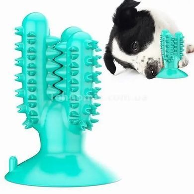 Игрушка для собак Bronzedog PetFun Dental кактус на присоске Бирюзовая
