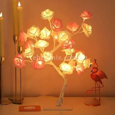 Лампа настільна Дерево біло-рожева троянда LED SFK-27 24 LED тепле світло 220V