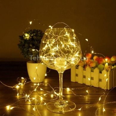 Гирлянда 50LED 5м на батарейках + USB Теплый Белый