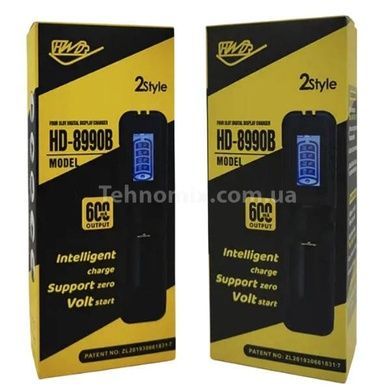 Зарядное устройство для аккумуляторов 1x18650/26650/16340/14500 с LCD дисплеем HD-8990B Черное