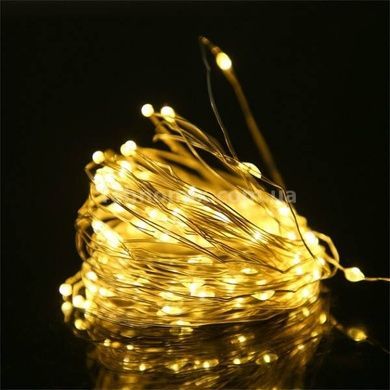 Гирлянда 50LED 5м на батарейках + USB Теплый Белый
