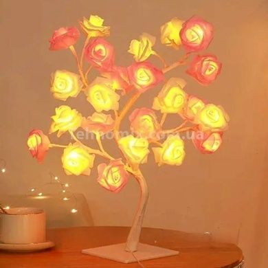 Лампа настільна Дерево біло-рожева троянда LED SFK-27 24 LED тепле світло 220V
