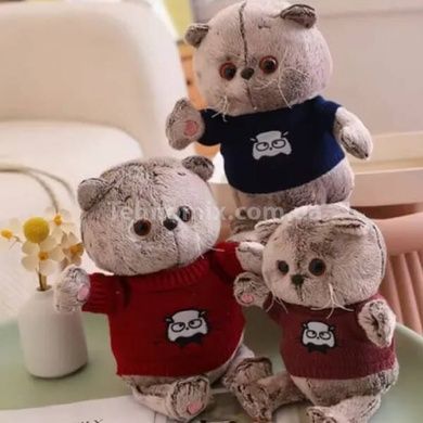 Игрушка мягкая Кот Басик в свитере 30см В бордовом