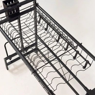Стеллаж кухонный сушилка для посуды с боковыми отсеками металл +пластик kitchenware RM-23-1 Черный