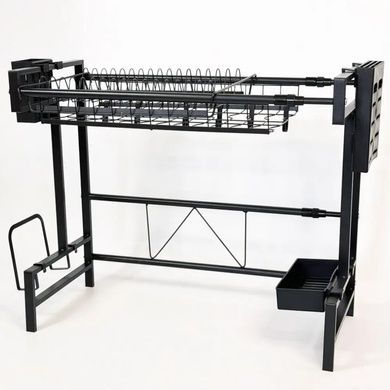 Стеллаж кухонный сушилка для посуды с боковыми отсеками металл +пластик kitchenware RM-23-1 Черный
