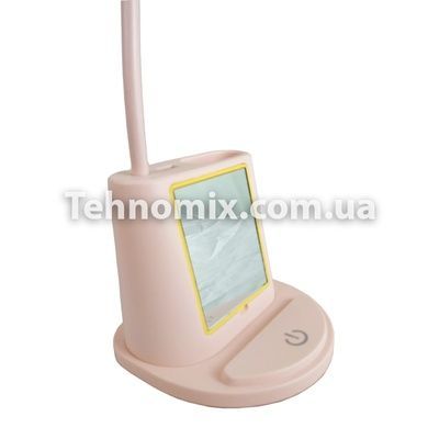 Умная настольная светодиодная лампа 3в1 с PowerBank с зеркалом Розовая
