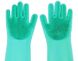 Силіконові рукавички для миття і чищення Magic Silicone Gloves з ворсом Бірюзові