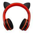 Беспроводные Bluetooth наушники с кошачьими ушками LED TO-99 Черные с красным