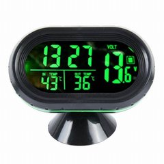 Автомобильные часы, термометр, вольтметр VST 7009V Зеленый