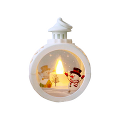 Ліхтар новорічний декоративний круглий Сніговик у циліндрі 7979 Білий