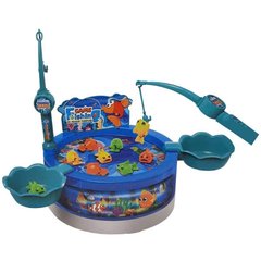 Игра детская Рыбалка магнитная со звуком и подсветкой Rotating Fishing Plate Голубая