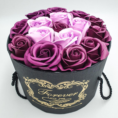 Подарочный набор мыла из роз в шляпной коробке Фиолетовый