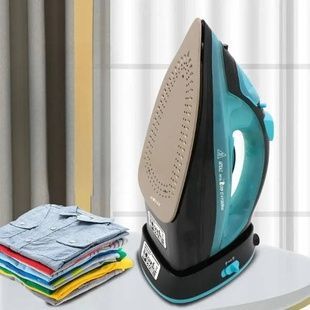 Утюг беспроводной с отпаривателем на подставке-подогревателе 2400W Domotec MS-1210В Черный с зеленым