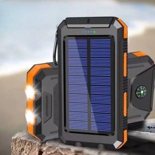 Power bank 50000mAh з компасом та на сонячній батареї Чорний з помаранчевим