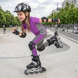 Ролики дитячі розсувні з повним комплектом захисту 27-30 Happy Black Чорні