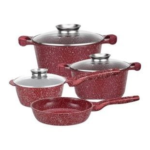 Набір гранітного посуду 7 предметів HIGHER+KITCHEN HK-315 Червоний