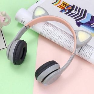 Беспроводные Bluetooth наушники Y47 Cat Ear с кошачьими ушками и LED подсветкой Серые