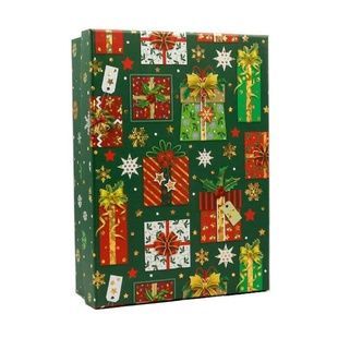 Коробка упаковочная подарочная Зеленая с подарками M-29*21*8см BOX-2408