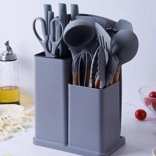 Набір силіконовий кухонного начиння 21 шт Kitchenware Set Сірий