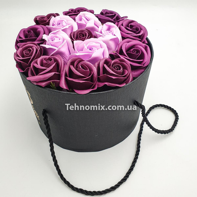 Подарочный набор мыла из роз в шляпной коробке Фиолетовый