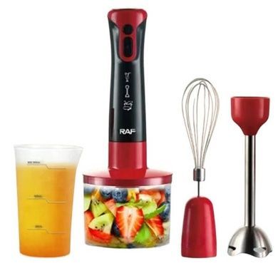 Блендер погружной 5в1 со сменными насадками Blender Stir bar R.340 RAF Черный с красным