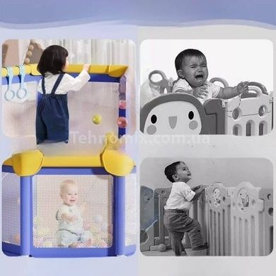 Манеж детский игровой Шестигранник с мягким дном Синий