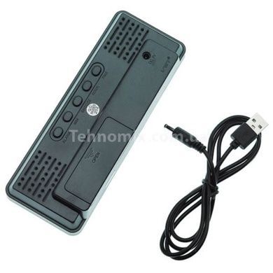 Часы сетевые с датчиком температуры USB Синяя подсветка VST-898-4 Черный с серым