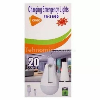 Лампочка з акумулятором на гачку 18650*2 BL FA 3820 usb зарядка