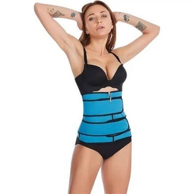 Утягивающий пояс для похудения Waist training corset Голубой-черный XXL