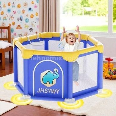 Манеж детский игровой Шестигранник с мягким дном Синий