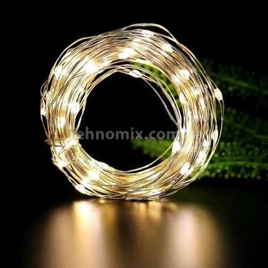 Гірлянда роса лінійна USB з пультом 20 м 200LED Жовтий