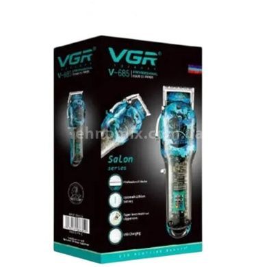 Машинка для стрижки волосся акумуляторна з 4 насадками та LED дисплеєм VGR V-685 Чорна