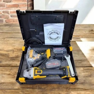 Набор аккумуляторных инструментов 2в1 Шуруповерт + Болгарка 48V Jumpex X332 Желтый с черным