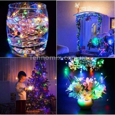 Світлодіодна гірлянда 12м 100LED RGB (живлення від сонячної панелі) Мультикольорова