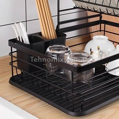 Стелаж кухонний сушарка для посуду метал+пластик kitchenware SHWJ-1 Чорний