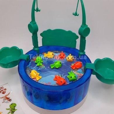 Гра дитяча Рибалка магнітна зі звуком та підсвічуванням Rotating Fishing Plate Блакитна