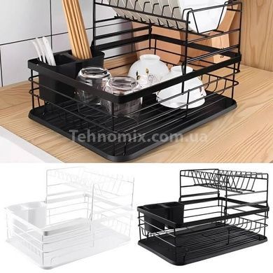 Стелаж кухонний сушарка для посуду метал+пластик kitchenware SHWJ-1 Чорний