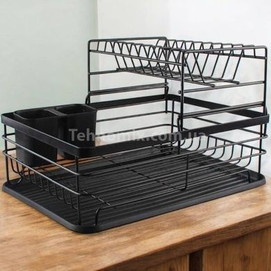 Стелаж кухонний сушарка для посуду метал+пластик kitchenware SHWJ-1 Чорний