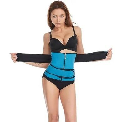 Утягивающий пояс для похудения Waist training corset Голубой-черный XXL