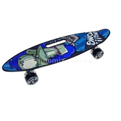 Пенни борд со светящимися колесами PU Penny Board Scale Sports Universe Синяя горилла