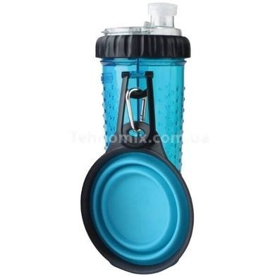 Поїлка-годівниця для тварин подвійна зі складною мискою Pet Drink Bottle Блакитна