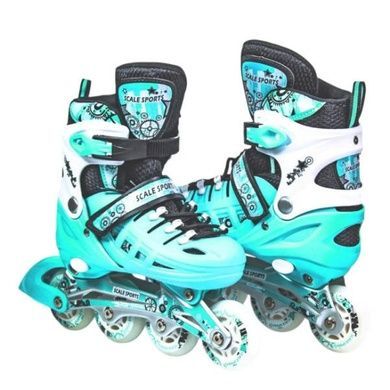 Ролики детские раздвижные с полным комплектом защиты р 34-37 Scale Sports Mint Бирюзовые