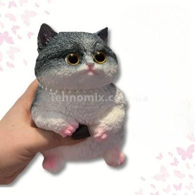 Сквіш-антистрес Котик сидить 11*16см Pinch Family Білий з чорним