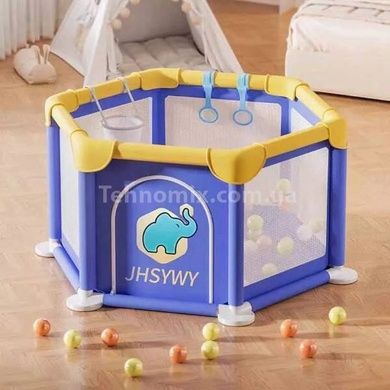 Манеж детский игровой Шестигранник с мягким дном Синий