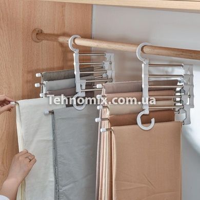 Вішалка тремпель для штанів 5 в 1 New Rack Metal Біла